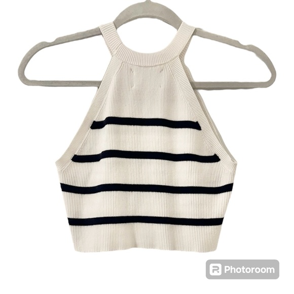 Zara Ribbed Knit Striped Racerback Tank Top - Picture 2 of 3